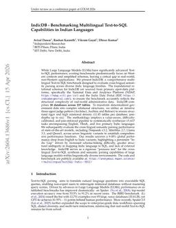 IndicDB -- Benchmarking Multilingual Text-to-SQL Capabilities in Indian Languages