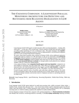 The cognitive companion: a lightweight parallel monitoring architecture for detecting and recovering from reasoning degradation in LLM agents