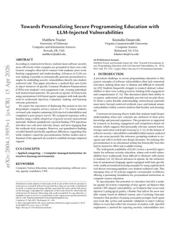 Towards Personalizing Secure Programming Education with LLM-Injected Vulnerabilities