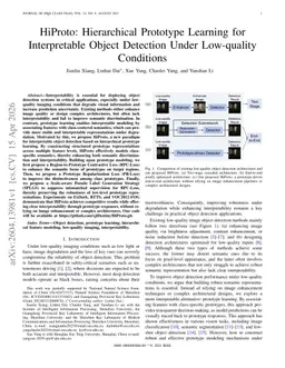 HiProto: Hierarchical Prototype Learning for Interpretable Object Detection Under Low-quality Conditions