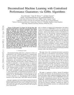 Decentralized Machine Learning with Centralized Performance Guarantees via Gibbs Algorithms