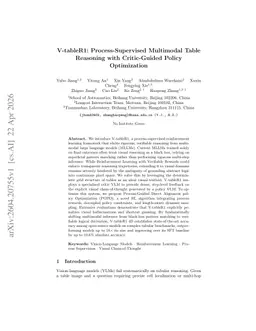 V-tableR1: Process-Supervised Multimodal Table Reasoning with Critic-Guided Policy Optimization