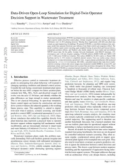 Data-Driven Open-Loop Simulation for Digital-Twin Operator Decision Support in Wastewater Treatment
