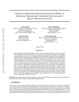 Adaptive Defense Orchestration for RAG: A Sentinel-Strategist Architecture against Multi-Vector Attacks