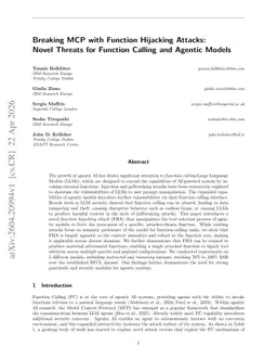 Breaking MCP with Function Hijacking Attacks: Novel Threats for Function Calling and Agentic Models