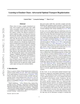 Learning to Emulate Chaos: Adversarial Optimal Transport Regularization