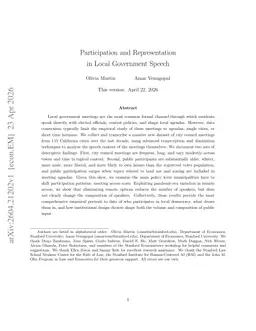 Participation and Representation in Local Government Speech