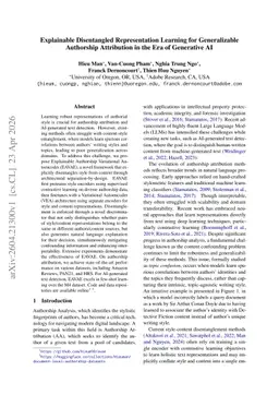 Explainable Disentangled Representation Learning for Generalizable Authorship Attribution in the Era of Generative AI