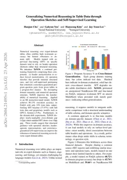 Generalizing Numerical Reasoning in Table Data through Operation Sketches and Self-Supervised Learning