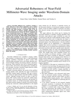 Adversarial Robustness of Near-Field Millimeter-Wave Imaging under Waveform-Domain Attacks