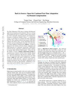 Back to Source: Open-Set Continual Test-Time Adaptation via Domain Compensation