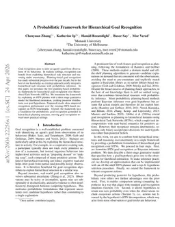 A Probabilistic Framework for Hierarchical Goal Recognition