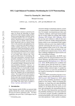 SSG: Logit-Balanced Vocabulary Partitioning for LLM Watermarking