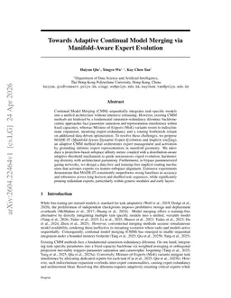 Towards Adaptive Continual Model Merging via Manifold-Aware Expert Evolution