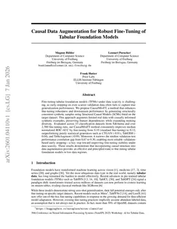 Causal Data Augmentation for Robust Fine-Tuning of Tabular Foundation Models