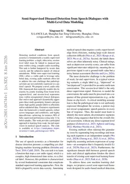 Semi-Supervised Diseased Detection from Speech Dialogues with Multi-Level Data Modeling