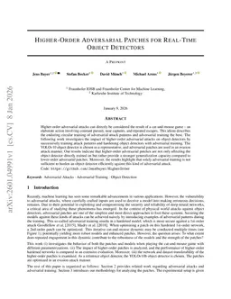 Higher-Order Adversarial Patches for Real-Time Object Detectors