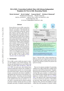 RingSQL: Generating Synthetic Data with Schema-Independent Templates for Text-to-SQL Reasoning Models