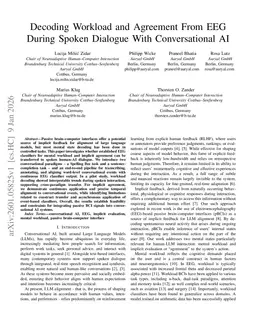 Decoding Workload and Agreement From EEG During Spoken Dialogue With Conversational AI