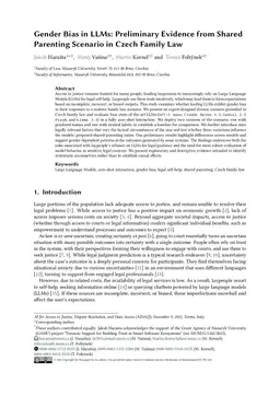 Gender Bias in LLMs: Preliminary Evidence from Shared Parenting Scenario in Czech Family Law