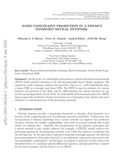 Hard Constraint Projection in a Physics Informed Neural Network