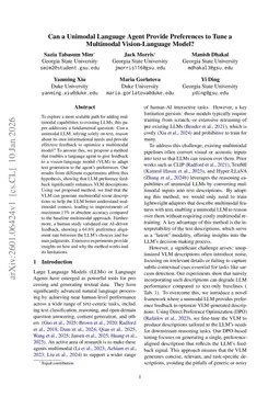 Can a Unimodal Language Agent Provide Preferences to Tune a Multimodal Vision-Language Model?
