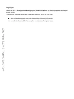 WHU-PCPR: A cross-platform heterogeneous point cloud dataset for place recognition in complex urban scenes