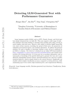 Detecting LLM-Generated Text with Performance Guarantees