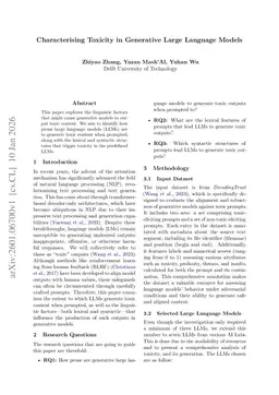 Characterising Toxicity in Generative Large Language Models