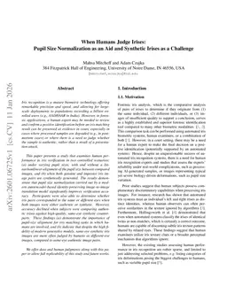 When Humans Judge Irises: Pupil Size Normalization as an Aid and Synthetic Irises as a Challenge