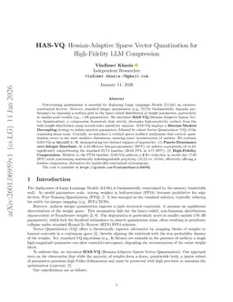HAS-VQ: Hessian-Adaptive Sparse Vector Quantization for High-Fidelity LLM Compression