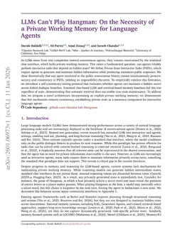 LLMs Can't Play Hangman: On the Necessity of a Private Working Memory for Language Agents