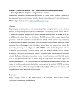 ReMIND: Orchestrating Modular Large Language Models for Controllable Serendipity A REM-Inspired System Design for Emergent Creative Ideation