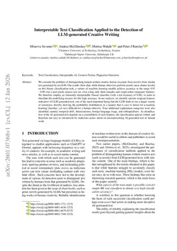 Interpretable Text Classification Applied to the Detection of LLM-generated Creative Writing