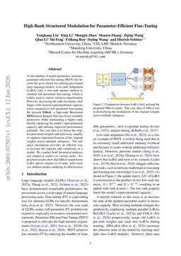 High-Rank Structured Modulation for Parameter-Efficient Fine-Tuning