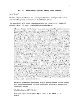 NOVAK: Unified adaptive optimizer for deep neural networks