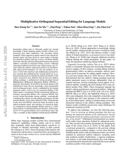Multiplicative Orthogonal Sequential Editing for Language Models