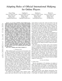 Adapting Rules of Official International Mahjong for Online Players