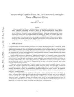 Incorporating Cognitive Biases into Reinforcement Learning for Financial Decision-Making