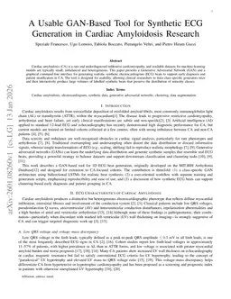 A Usable GAN-Based Tool for Synthetic ECG Generation in Cardiac Amyloidosis Research