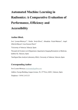 Automated Machine Learning in Radiomics: A Comparative Evaluation of Performance, Efficiency and Accessibility