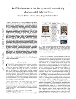 Real2Sim based on Active Perception with automatically VLM-generated Behavior Trees