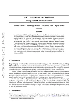 sui-1: Grounded and Verifiable Long-Form Summarization