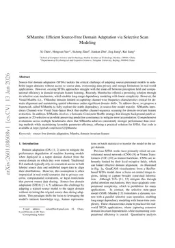 SfMamba: Efficient Source-Free Domain Adaptation via Selective Scan Modeling