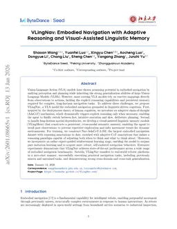 VLingNav: Embodied Navigation with Adaptive Reasoning and Visual-Assisted Linguistic Memory