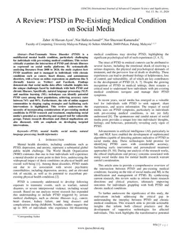 A Review: PTSD in Pre-Existing Medical Condition on Social Media