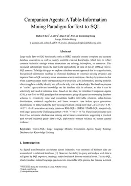 Companion Agents: A Table-Information Mining Paradigm for Text-to-SQL