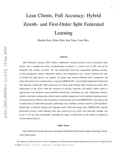 Lean Clients, Full Accuracy: Hybrid Zeroth- and First-Order Split Federated Learning