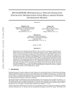 DP-FEDSOFIM: Differentially Private Federated Stochastic Optimization using Regularized Fisher Information Matrix
