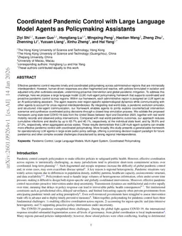 Coordinated Pandemic Control with Large Language Model Agents as Policymaking Assistants